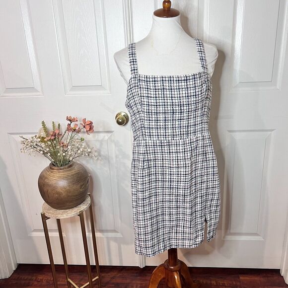 Abercrombie & Fitch Womens Tweed Plaid Shift Dress Sz L Mod Twee Retro Old Money - Picture 1 of 8
